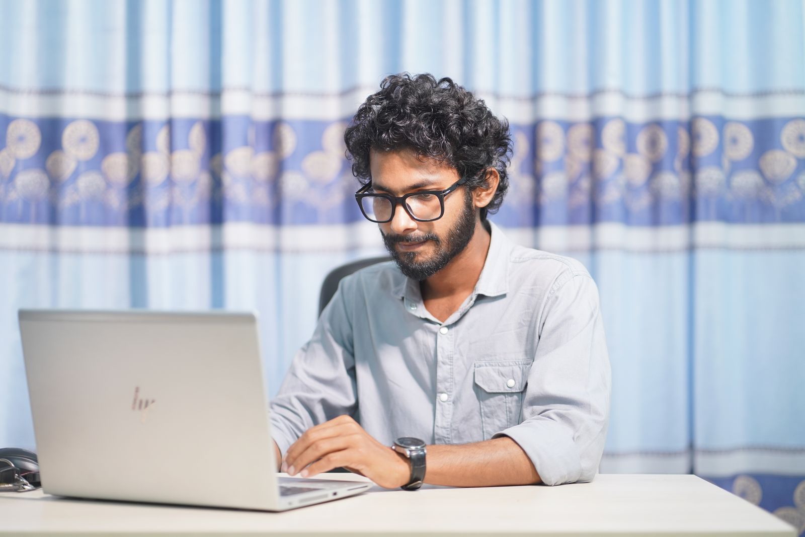 Developer working remotely on a laptop
